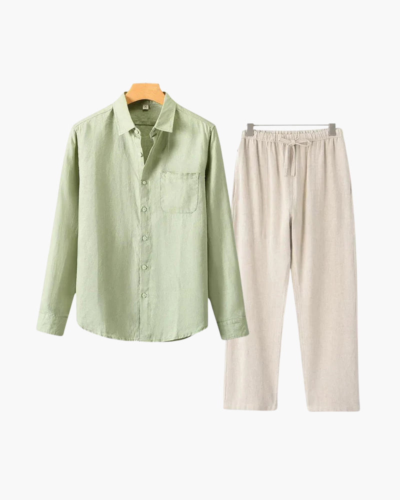 St. Tropez – Conjunto de Lino Premium (2 piezas, Manga Larga)