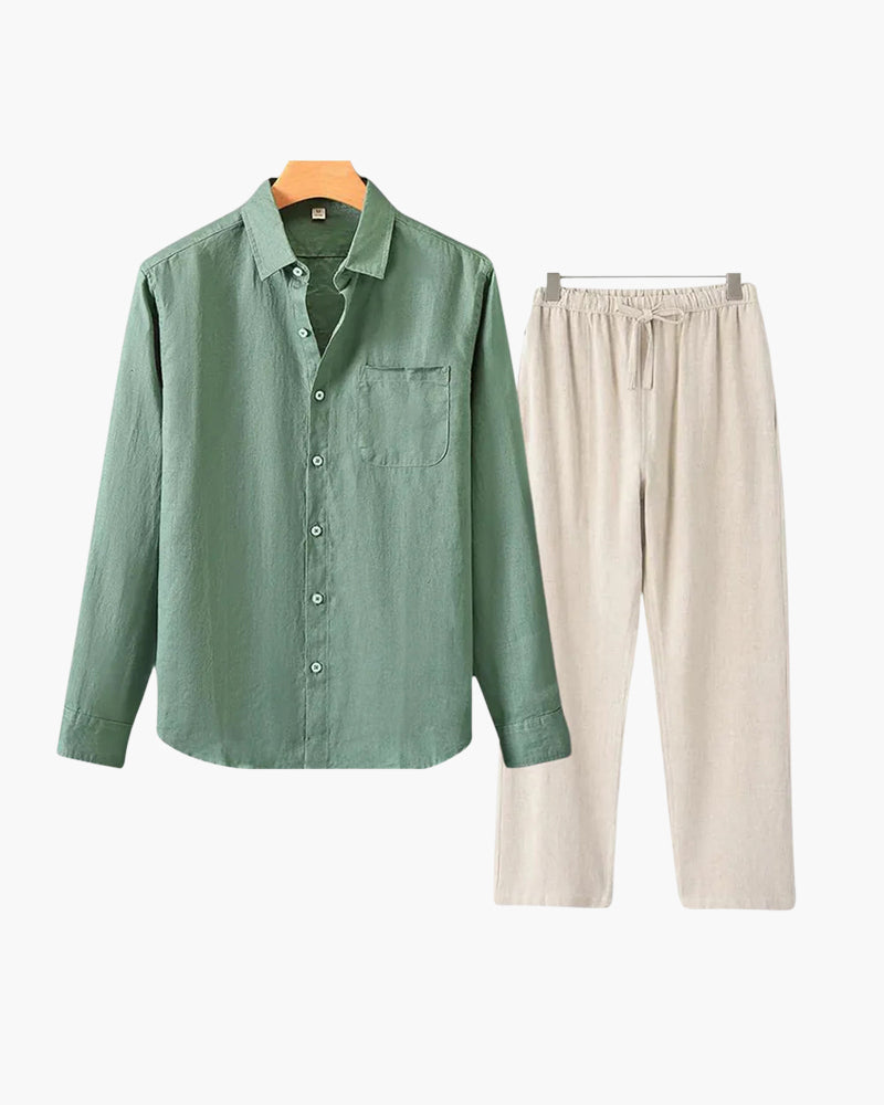 St. Tropez – Conjunto de Lino Premium (2 piezas, Manga Larga)