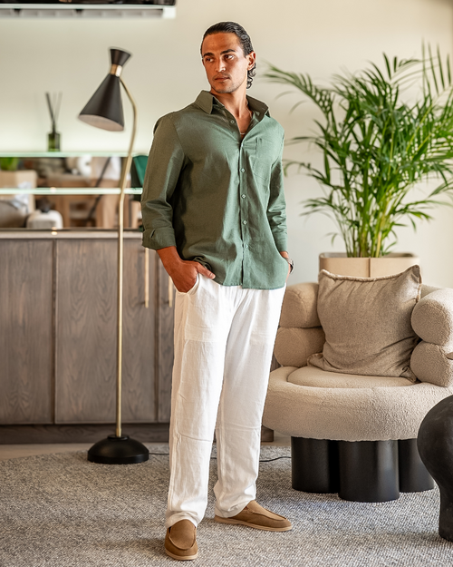 St. Tropez – Conjunto de Lino Premium (2 piezas, Manga Larga)