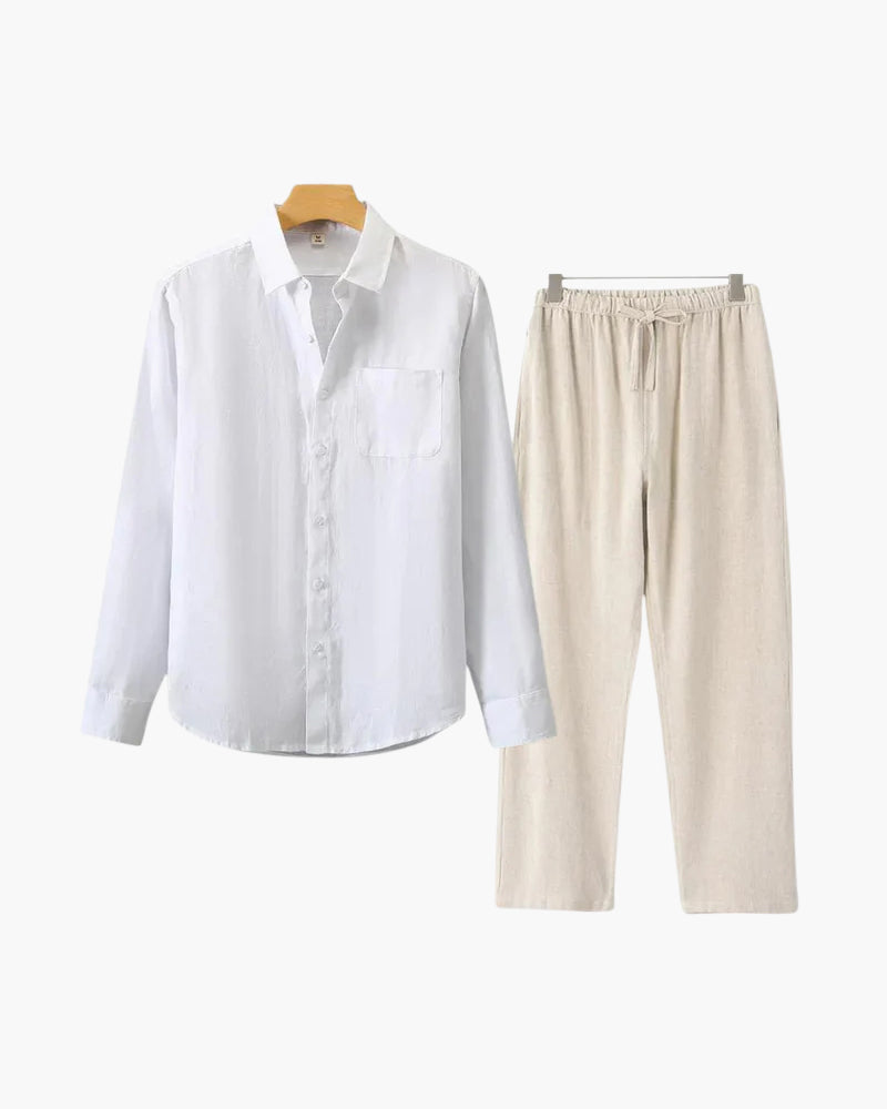 St. Tropez – Conjunto de Lino Premium (2 piezas, Manga Larga)