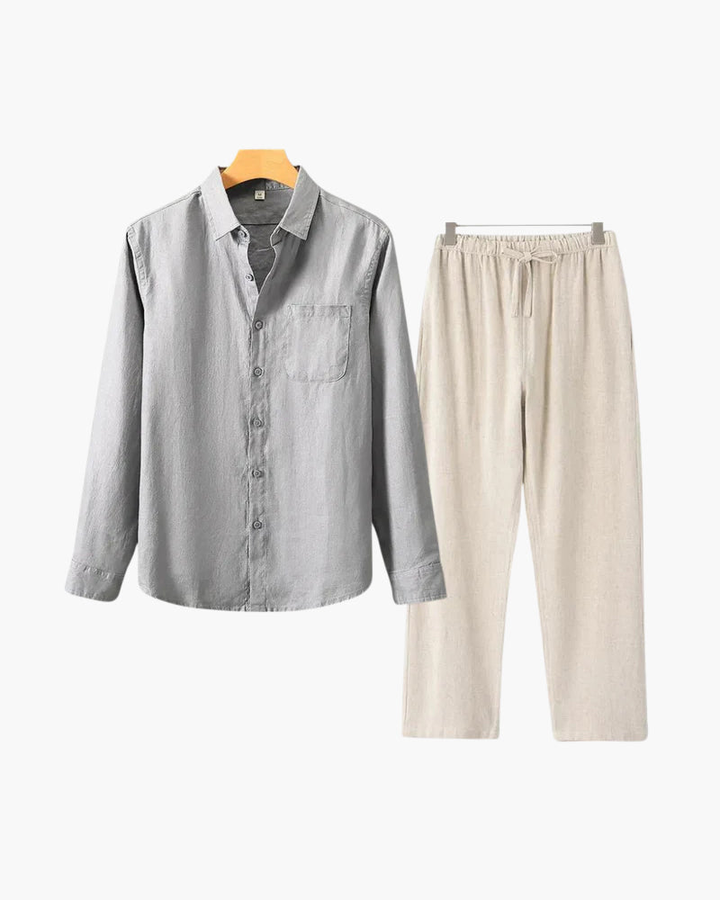 St. Tropez – Conjunto de Lino Premium (2 piezas, Manga Larga)