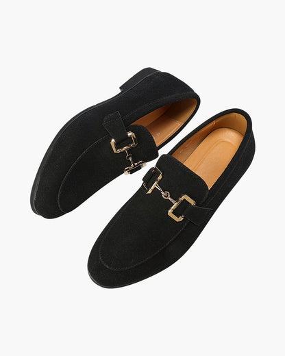 Firenze – Mocasín Premium con Hebilla Dorada (Ante)