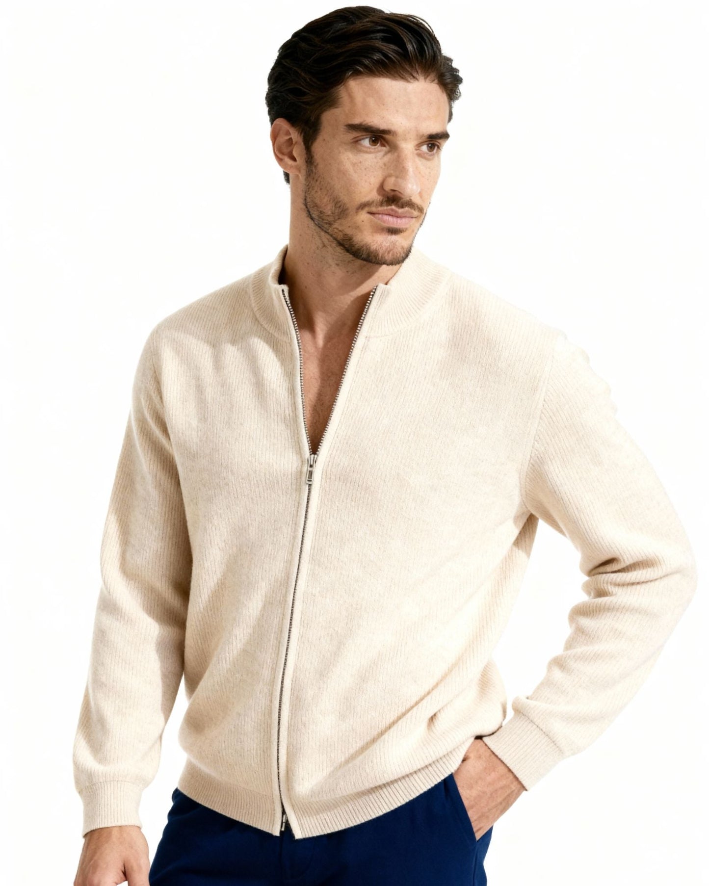 Sylt – Chaqueta de Punto 100% Cachemira (Con Cremallera)
