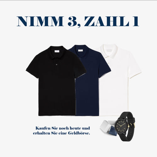 Pack de 3 Polos Piqué Premium + Cronógrafo de Regalo
